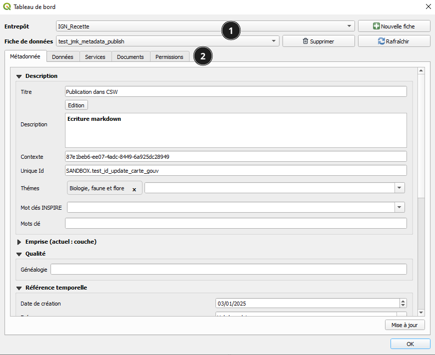 Interface dashboard