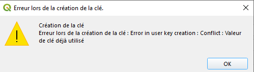 Clé déjà utilisée