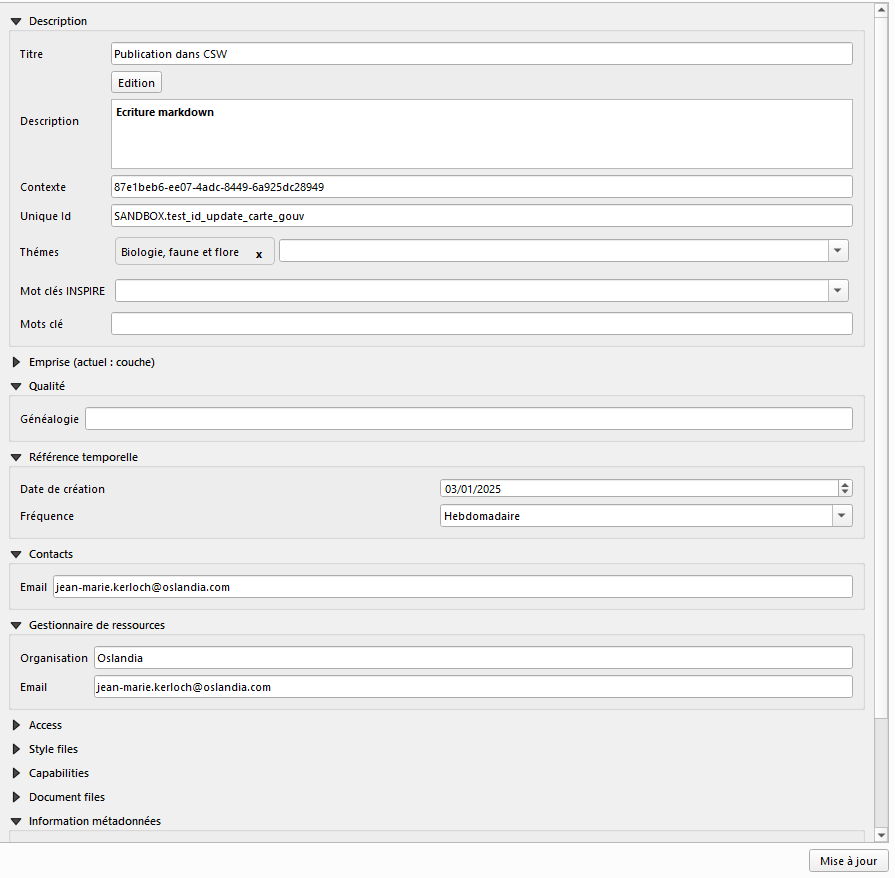 Interface métadonnée
