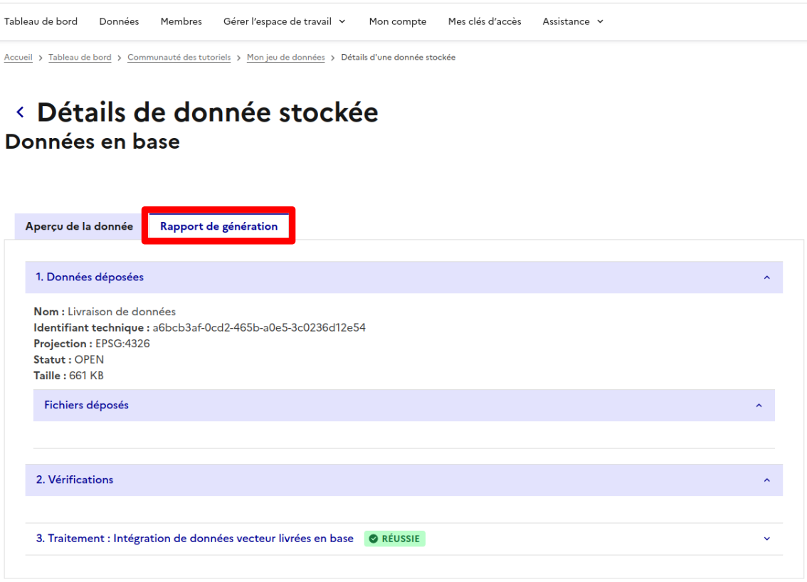 Détails sur la donnée stockée