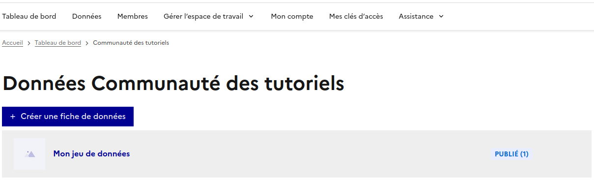 Liste des fiches de données de l'entrepôt