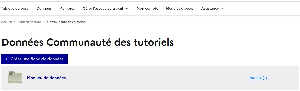 Liste des fiches de données de l'entrepôt