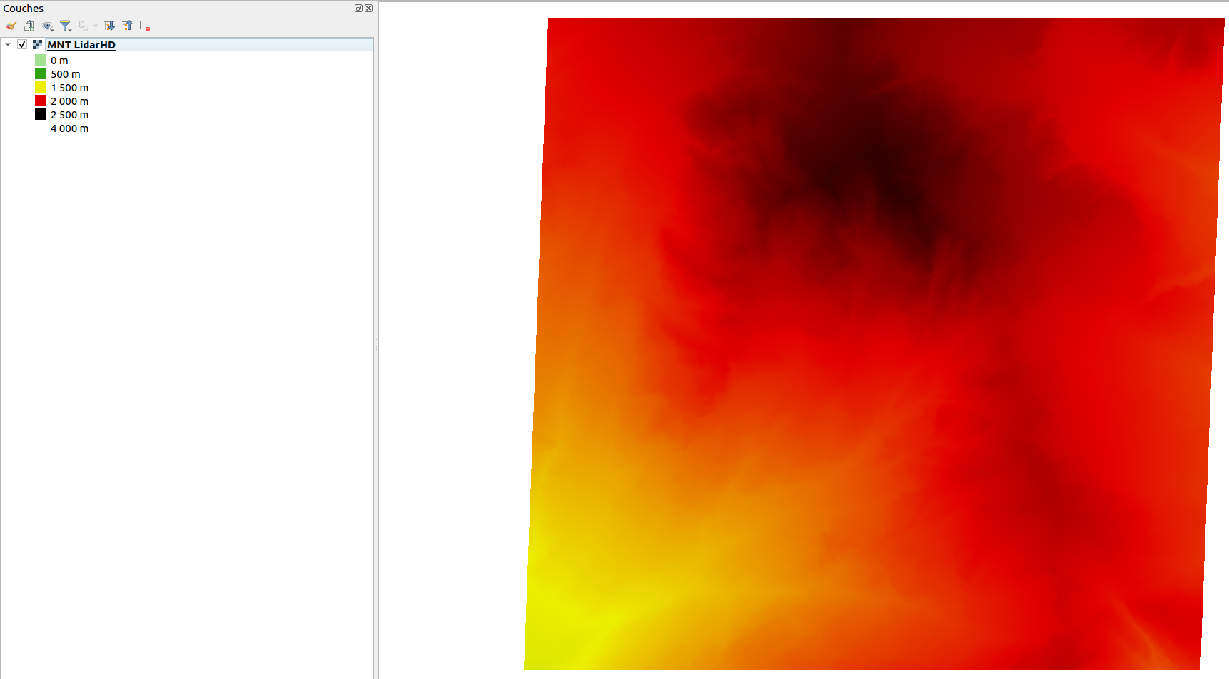 Visualisation MNT avec teintes hypsométriques dans QGis